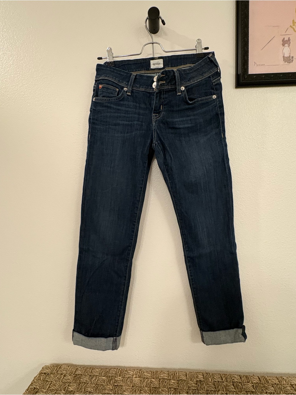 Hudson Jeans Dark Indigo Cropped Straight Ankle Jeans